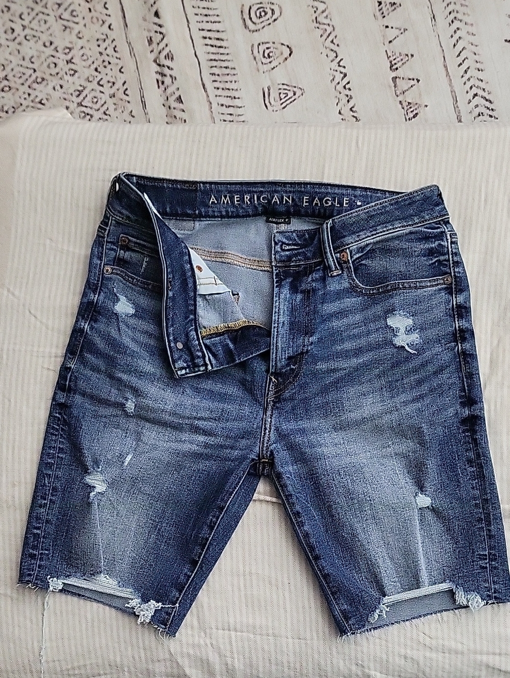 American Eagle Outfitters Men's Slim Distressed Denim Shorts - Blue